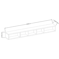 Garnero Arredamenti Mensole E Pensili-Mensola 169x21h cm 5 vani da parete bianco rovere Tahiti