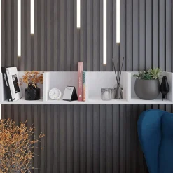 Garnero Arredamenti Mensole E Pensili-Mensola 95x17h cm  4 vani da parete moderna bianco Serafina