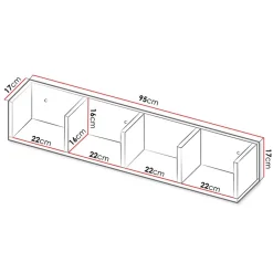 Garnero Arredamenti Mensole E Pensili-Mensola 95x17h cm  4 vani da parete moderna bianco Serafina