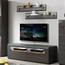 Garnero Arredamenti Mensole E Pensili-Mensola 120x22h cm da parete antracite lucido acciaio cromato Gordon