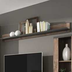 Garnero Arredamenti Mensole E Pensili-Mensola 180x20h cm da parete noce rovere grigio Paloma 2 Noce - Grigio