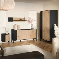 Garnero Arredamenti Mensole E Pensili-Mensola 110x25h cm da parete rovere nero Duble