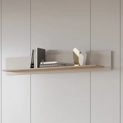 Garnero Arredamenti Mensole E Pensili-Mensola 160x24h cm da parete rovere tortora lucido Jumbo Tortora - Rovere