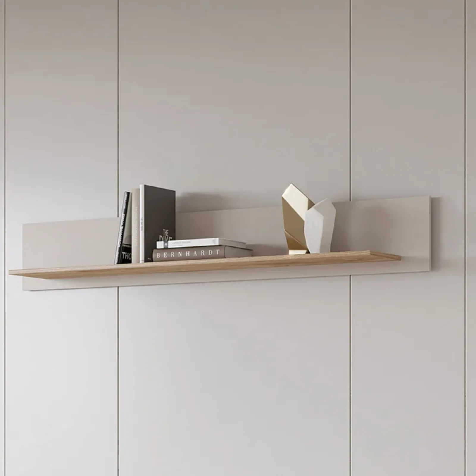 Garnero Arredamenti Mensole E Pensili-Mensola 160x24h cm da parete rovere tortora lucido Jumbo Tortora - Rovere