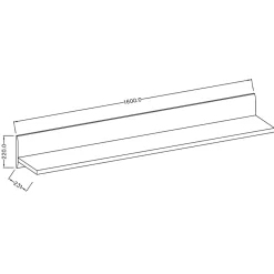 Garnero Arredamenti Mensole E Pensili-Mensola 160x22h cm moderna da parete soggiorno nero Maiorca Rovere