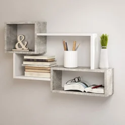 Garnero Arredamenti Mensole E Pensili-Mensola 87x54h cm pensile a muro design moderno bianco effetto marmo Shila Marmo bianco - Bianco opaco