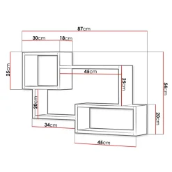 Garnero Arredamenti Mensole E Pensili-Mensola 87x54h cm pensile a muro design moderno bianco rovere Shila Bianco Opaco - Rovere