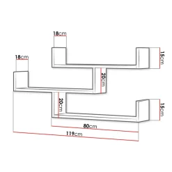 Garnero Arredamenti Mensole E Pensili|Mensole E Pensili-Mensola 119x55h cm pensile a muro 3 ripiani Concetta Quercia