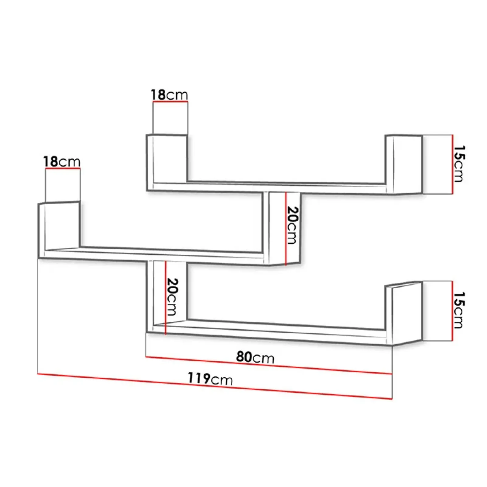 Garnero Arredamenti Mensole E Pensili|Mensole E Pensili-Mensola 119x55h cm pensile a muro 3 ripiani Concetta Quercia
