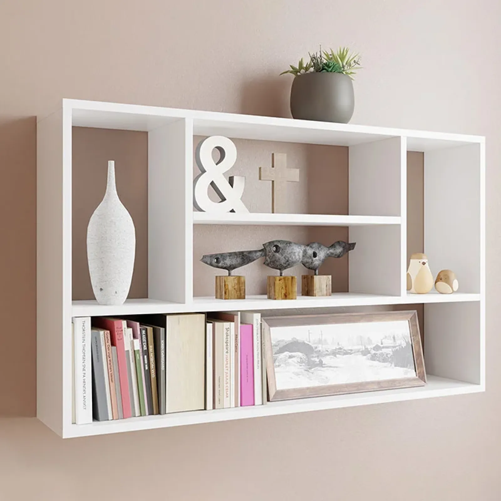 Garnero Arredamenti Mensole E Pensili|Librerie-Mensola 100x60h cm pensile a muro design moderno bianco Leira