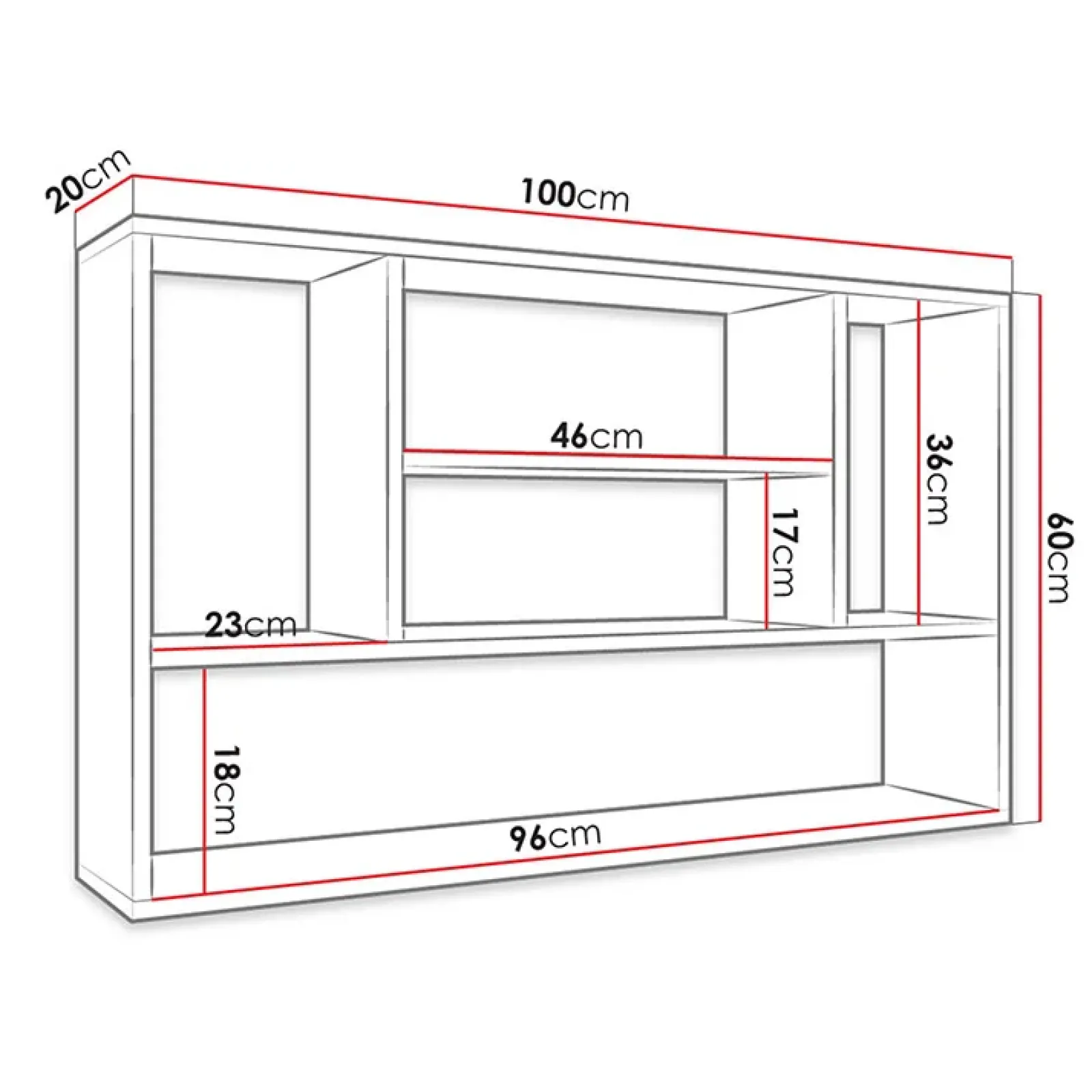 Garnero Arredamenti Mensole E Pensili|Librerie-Mensola 100x60h cm pensile a muro design moderno bianco Leira