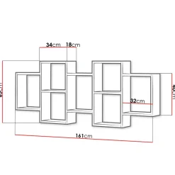 Garnero Arredamenti Mensole E Pensili|Librerie-Mensola 161x65h cm pensile da parete design moderno grigio chiaro Emanuela Cemento