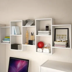 Garnero Arredamenti Mensole E Pensili|Librerie-Mensola 161x65h cm pensile da parete design moderno bianco Emanuela Bianco Opaco
