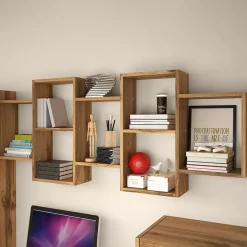Garnero Arredamenti Mensole E Pensili|Librerie-Mensola 161x65h cm pensile da parete design moderno quercia Emanuela Rovere Rustico