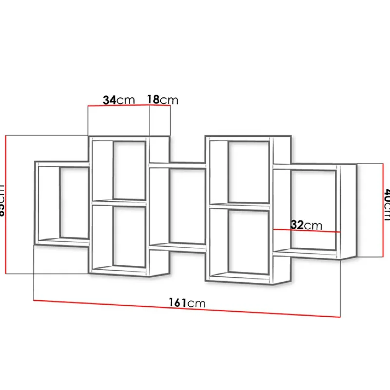 Garnero Arredamenti Mensole E Pensili|Librerie-Mensola 161x65h cm pensile da parete design moderno chiaro Emanuela Rovere