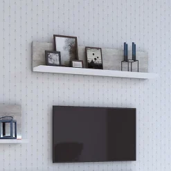 Garnero Arredamenti Mensole E Pensili|Mensole E Pensili-Mensola 150x32h cm per parete attrezzata bianco cemento Megan Gihome® Cemento - Bianco opaco