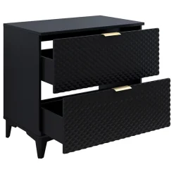 Garnero Arredamenti Mobili Bagno A Terra-Mobile bagno a terra 81cm 2 cassetti nero frontali decorati Konny Nero Lucido - Nero opaco