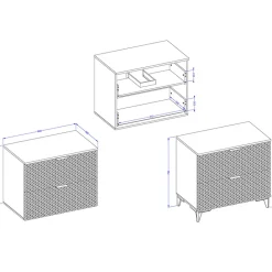 Garnero Arredamenti Mobili Bagno A Terra-Mobile bagno a terra 81cm 2 cassetti nero frontali decorati Konny Nero Lucido - Nero opaco