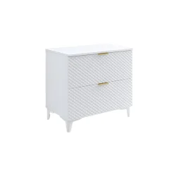 Garnero Arredamenti Mobili Bagno A Terra-Mobile bagno a terra 81cm 2 cassetti bianco frontali decorati Konny Bianco Lucido - Bianco opaco