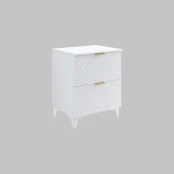 Garnero Arredamenti Mobili Bagno A Terra-Mobile bagno a terra 61cm 2 cassetti bianco frontali decorati Konny Bianco Lucido - Bianco opaco