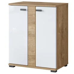 Garnero Arredamenti Mobili Bagno A Terra-Mobile bagno a terra 61cm 2 ante bianco lucido rovere Crystal