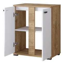 Garnero Arredamenti Mobili Bagno A Terra-Mobile bagno a terra 61cm 2 ante bianco lucido rovere Crystal