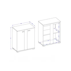 Garnero Arredamenti Mobili Bagno A Terra-Mobile bagno a terra 61cm 2 ante bianco lucido rovere Crystal