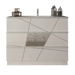 Garnero Arredamenti Mobili Bagno A Terra-Mobile bagno a terra 100cm con lavabo 3 cassetti bianco lucido specchi Olimpo