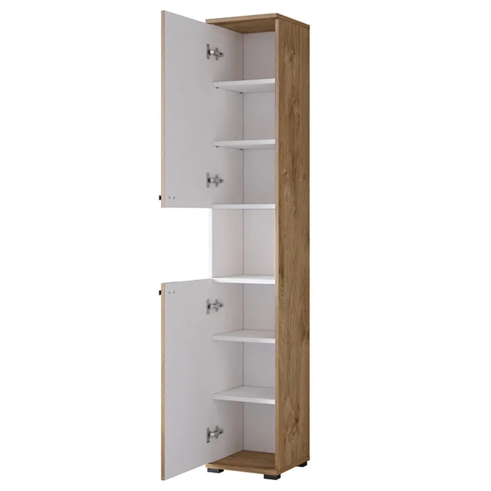 Garnero Arredamenti Mobili Bagno A Terra-Mobile bagno a terra 61cm con specchio e colonne bianco lucido rovere Crystal