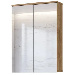 Garnero Arredamenti Mobili Bagno A Terra-Mobile bagno a terra 61cm con specchio e colonne bianco lucido rovere Crystal