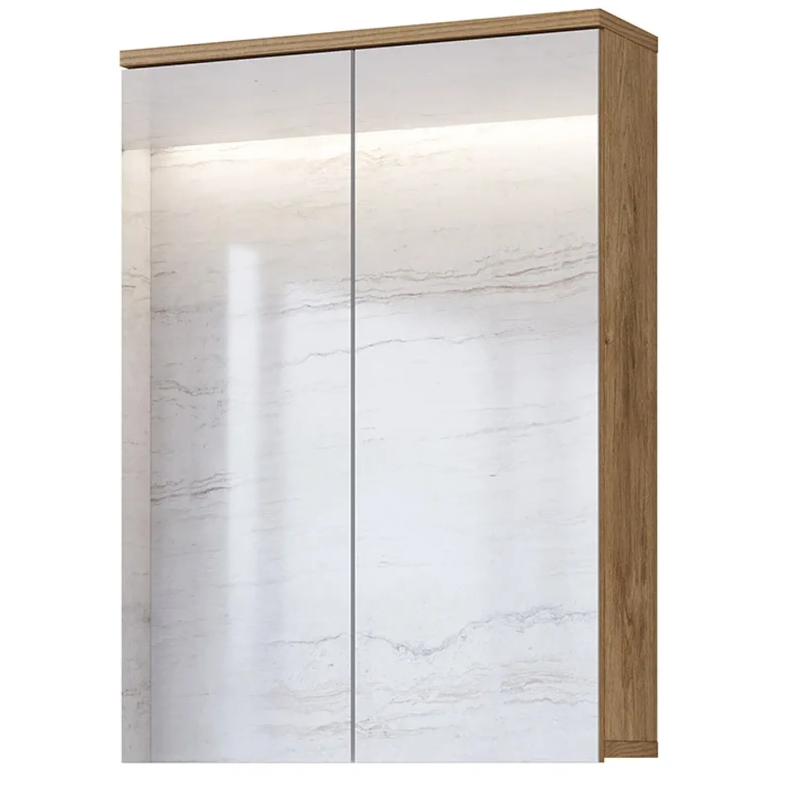 Garnero Arredamenti Mobili Bagno A Terra-Mobile bagno a terra 61cm con specchio e colonne bianco lucido rovere Crystal