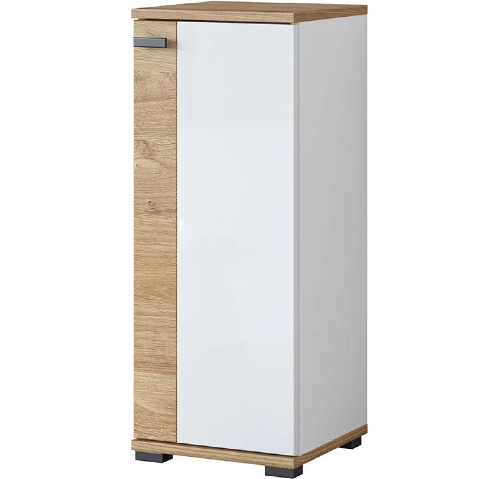 Garnero Arredamenti Mobili Bagno A Terra-Mobile bagno a terra 61cm con specchio e colonne bianco lucido rovere Crystal