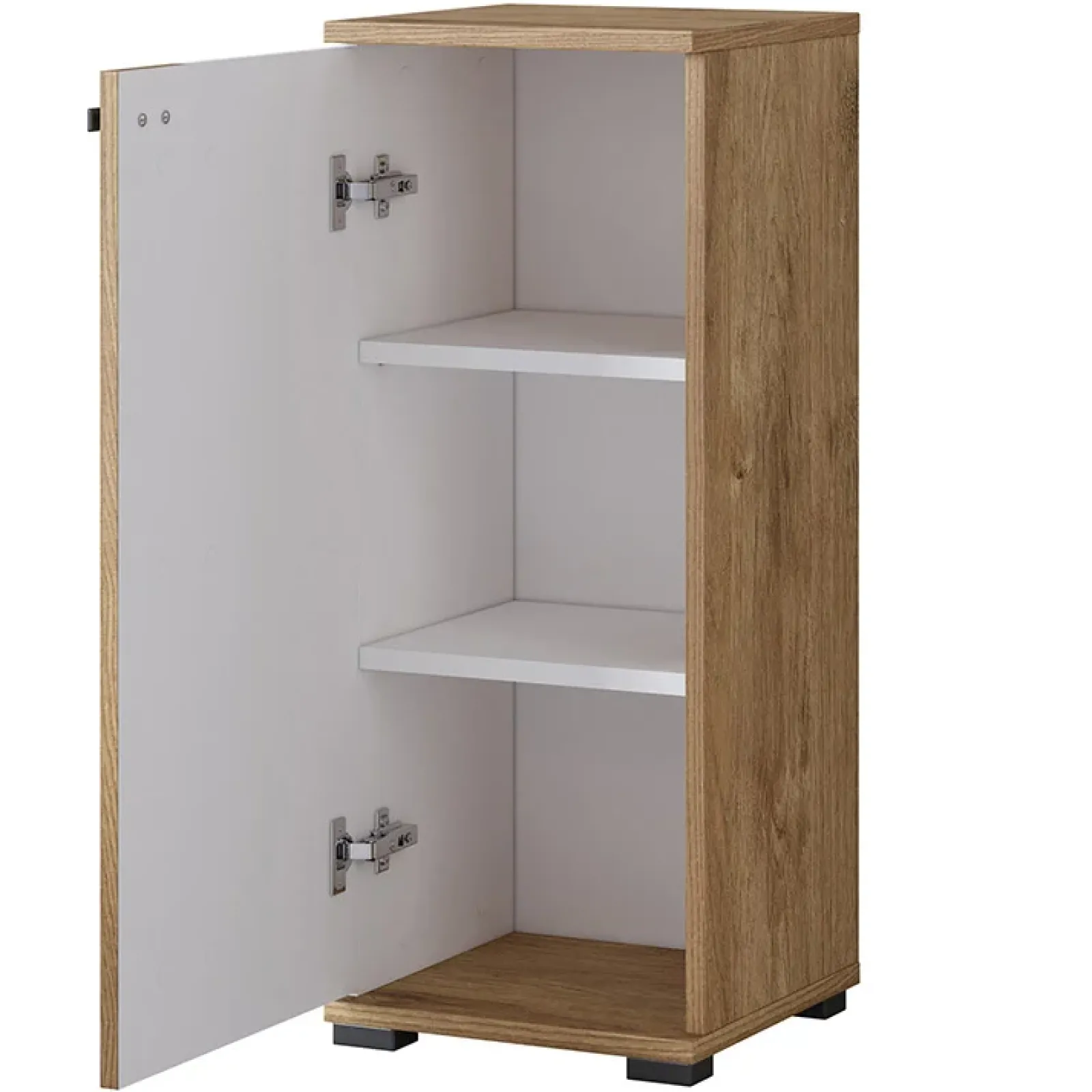 Garnero Arredamenti Mobili Bagno A Terra-Mobile bagno a terra 61cm con specchio e colonne bianco lucido rovere Crystal