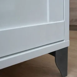 Garnero Arredamenti Mobili Bagno A Terra-Mobile bagno a terra 120cm con doppio lavabo e colonna shabby bianco rovere Ilias