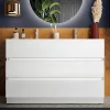 Garnero Arredamenti Mobili Bagno A Terra-Mobile bagno a terra 120cm con doppio lavabo 3 cassetti bianco lucido Moon