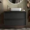 Garnero Arredamenti Mobili Bagno A Terra-Mobile bagno a terra 92cm con lavabo nero frassinato Absolut