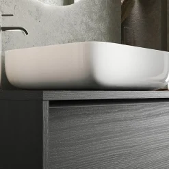 Garnero Arredamenti Mobili Bagno A Terra-Mobile bagno a terra 92cm con lavabo nero frassinato Absolut