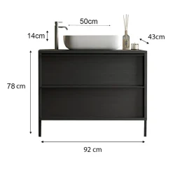 Garnero Arredamenti Mobili Bagno A Terra-Mobile bagno a terra 92cm con lavabo nero frassinato Absolut