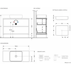 Garnero Arredamenti Mobili Bagno A Terra-Mobile bagno a terra 105cm con lavabo 2 cassetti nero frassinato Absolut