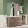 Garnero Arredamenti Mobili Bagno A Terra-Mobile bagno a terra 120cm con doppio lavabo e specchio rovere Alvarez