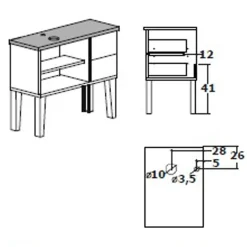 Garnero Arredamenti Mobili Bagno A Terra-Mobile bagno a terra 82cm con lavabo 2 cassetti 2 ante bianco rovere Inok