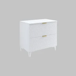 Garnero Arredamenti Mobili Bagno A Terra-Mobile bagno a terra 81cm con colonna bianco frontali decorati Konny Bianco Lucido - Bianco opaco