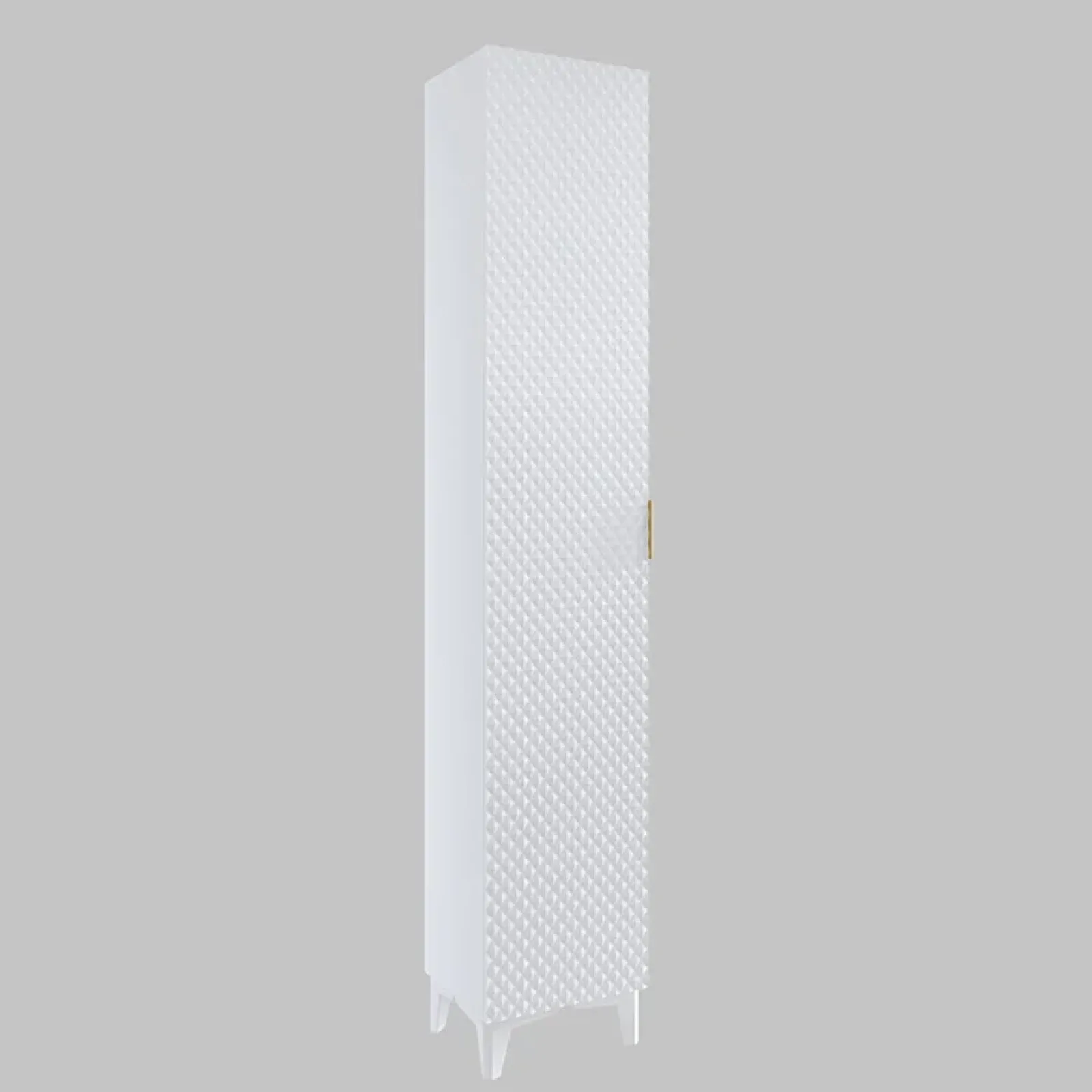 Garnero Arredamenti Mobili Bagno A Terra-Mobile bagno a terra 81cm con colonna bianco frontali decorati Konny Bianco Lucido - Bianco opaco