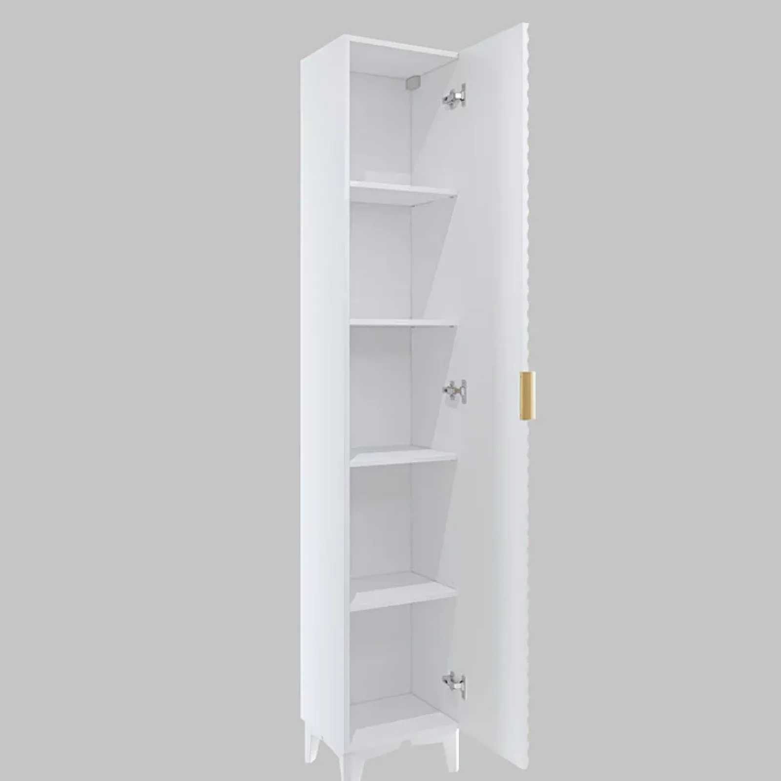 Garnero Arredamenti Mobili Bagno A Terra-Mobile bagno a terra 81cm con colonna bianco frontali decorati Konny Bianco Lucido - Bianco opaco
