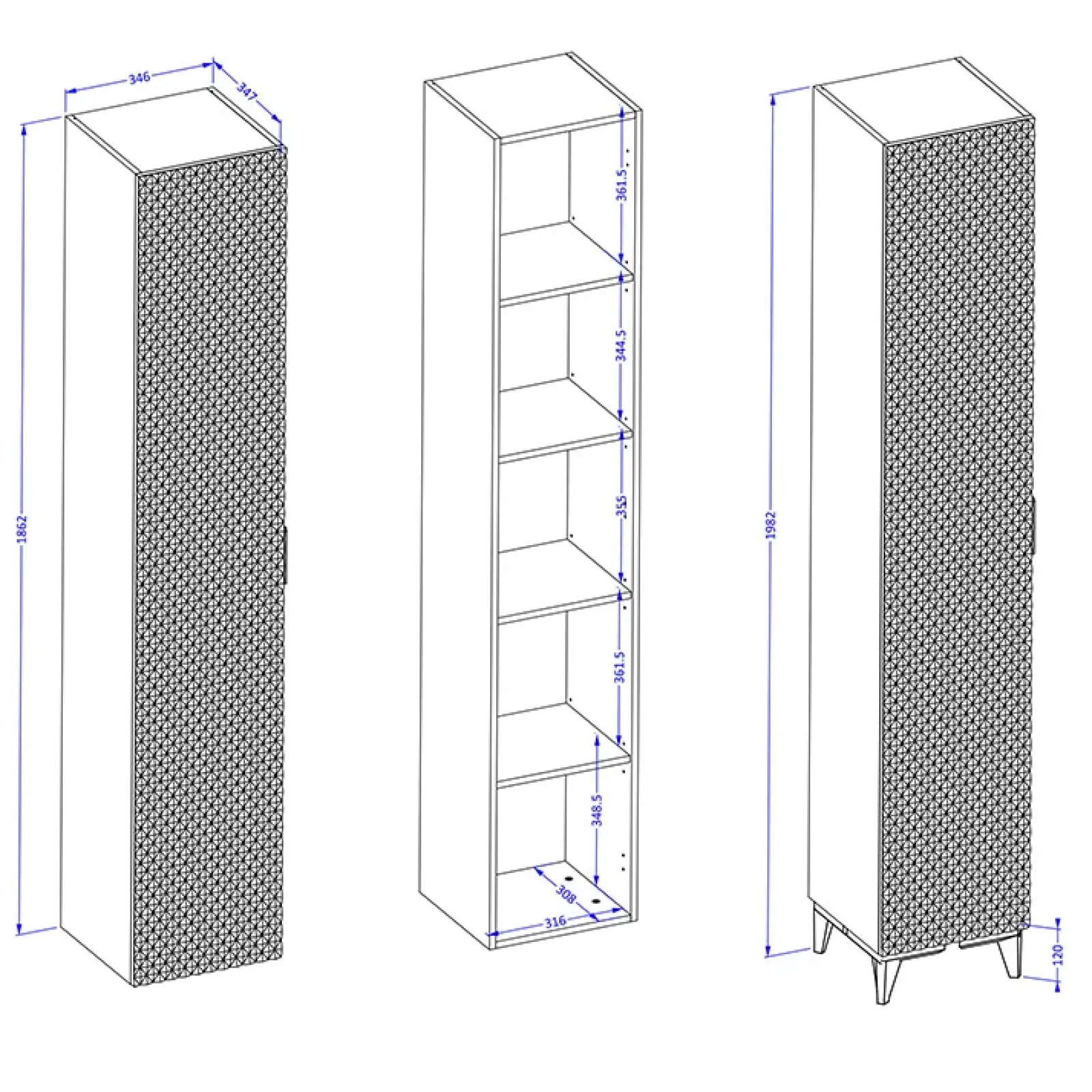 Garnero Arredamenti Mobili Bagno A Terra-Mobile bagno a terra 81cm con colonna bianco frontali decorati Konny Bianco Lucido - Bianco opaco