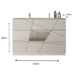 Garnero Arredamenti Mobili Bagno A Terra-Mobile bagno a terra 120cm con doppio lavabo 3 cassetti bianco lucido specchi Olimpo