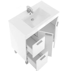 Garnero Arredamenti Mobili Bagno A Terra-Mobile bagno a terra 80cm con lavabo e specchio bianco lucido David