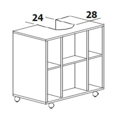 Garnero Arredamenti Mobili Bagno A Terra-Mobile bagno a terra 64cm con ruote 1 anta rovere bianco Irma