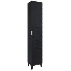 Garnero Arredamenti Mobili Bagno A Terra-Mobile bagno a terra 61cm con colonna nero frontali decorati Konny Nero Lucido - Nero opaco