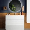 Garnero Arredamenti Mobili Bagno A Terra-Mobile bagno a terra 100cm con lavabo e specchio bianco lucido Moon